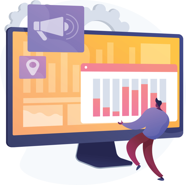 graphs on a screen, creative media hype